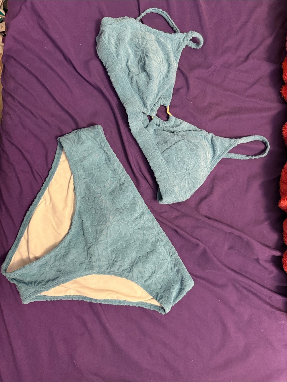 Cupshe teal Floral Triangle Bikini